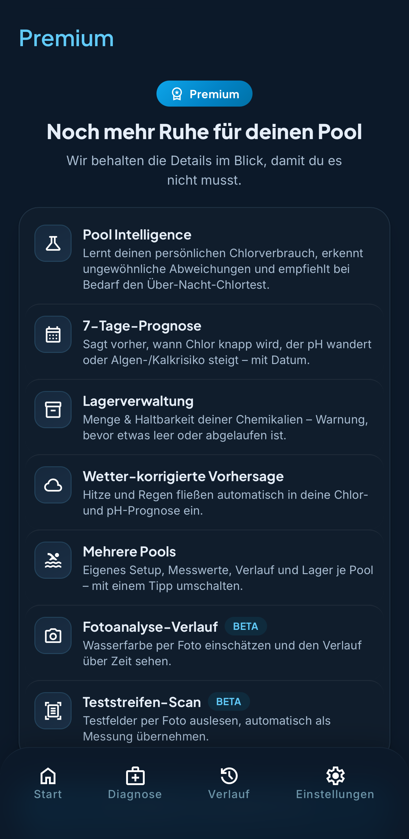 Pool Buddy Premium – Funktionen im Überblick